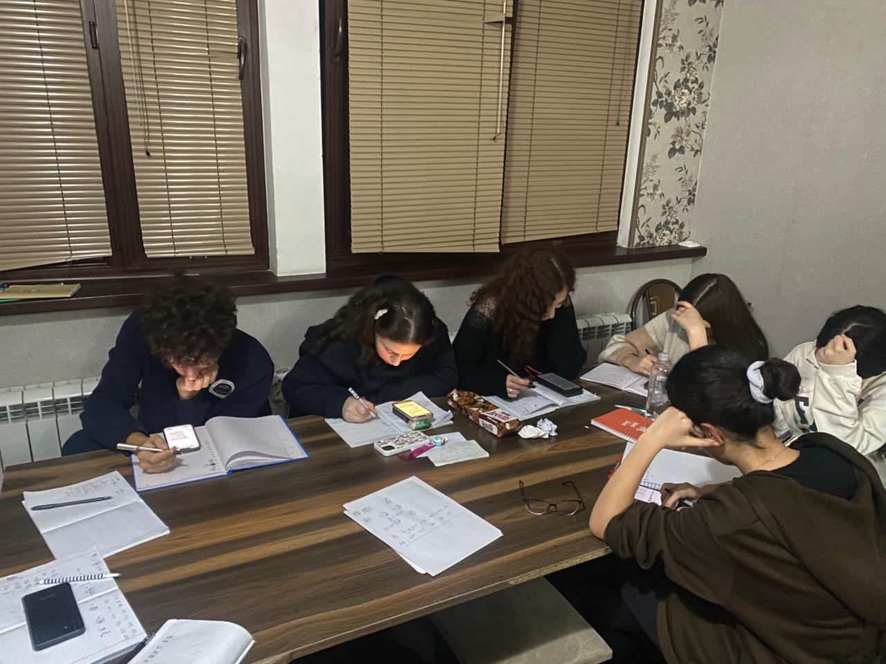 TOEFL speaking and writing prep group photo from above