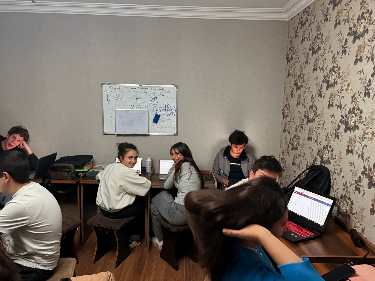 TOEFL speaking and writing prep group photo from above